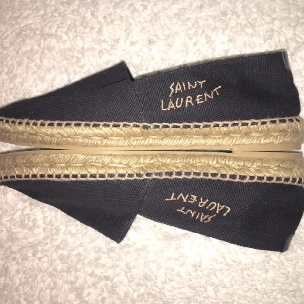 Saint Laurent Embroidered Espadrilles in Black Canvas - Picture 2 of 12